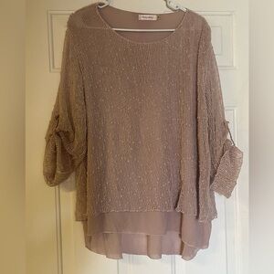 Simply Couture Women’s 3/4 Sleeve Blush Color Layered Blouse 1X